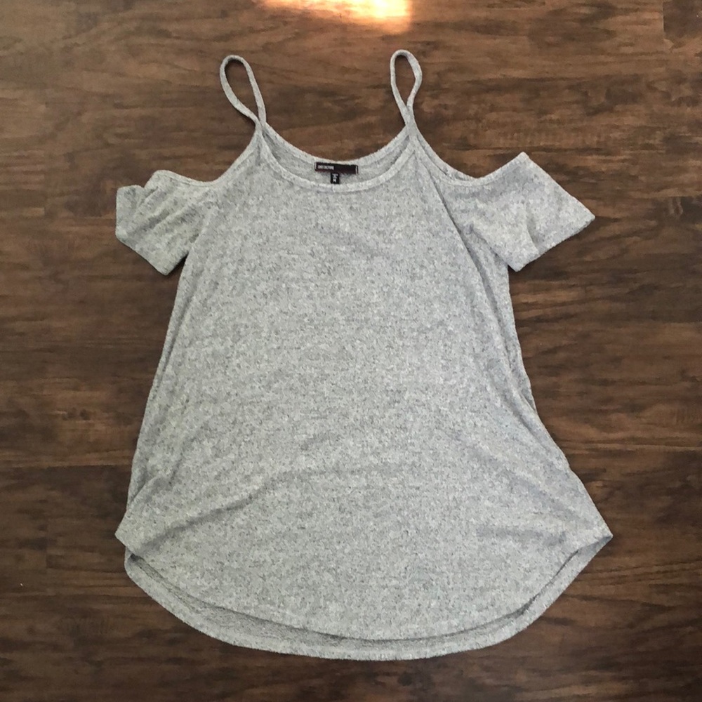 Gray Sweater Material Shoulder Cut Out top, Size M